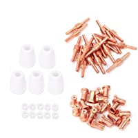 Consumibles de plasma PT31- boquilla de electrodo de cortador de plasma de 55 piezas PT31 Kit de anillo de gas de copa…